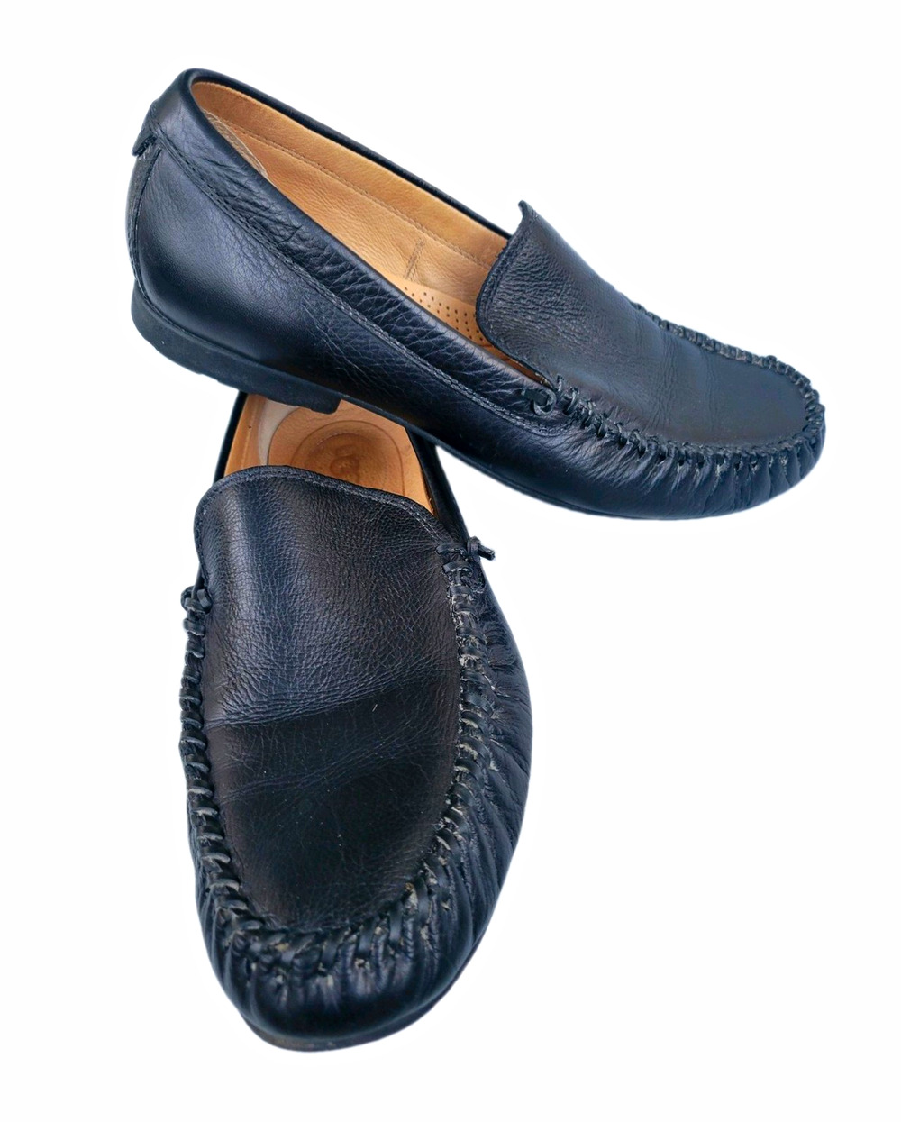 UGG Black Leather Moc Toe Loafers Men’s Approx 13 Driving Shoes Quiet Luxury